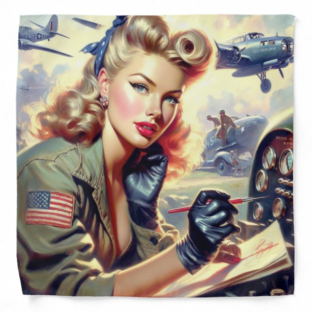 Vintage Pilot Pin Up Bandana (Front)