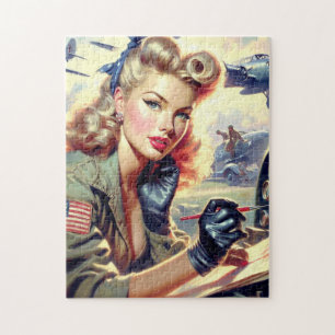 Vintage Pilot Pin Up Jigsaw Puzzle