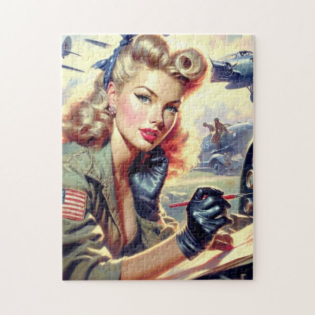 Vintage Pilot Pin Up Jigsaw Puzzle (Vertical)