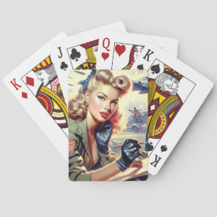 Vintage Pilot Pin Up Poker Cards