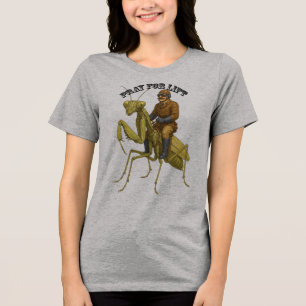Vintage Pilot Riding a Giant Praying Mantis URM Tri-Blend Shirt