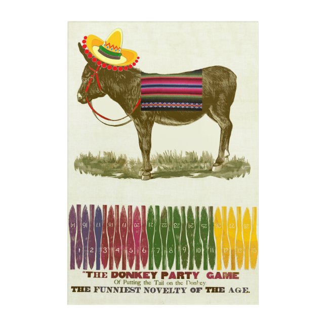 Vintage Pin the Tail on the Donkey Party Game Acrylic Print (Front)