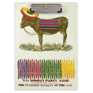 Vintage Pin the Tail on the Donkey Party Game Clipboard