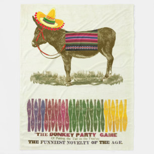 Vintage Pin the Tail on the Donkey Party Game Fleece Blanket