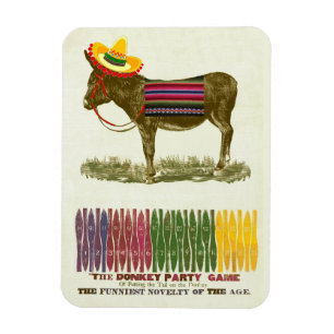 Vintage Pin the Tail on the Donkey Party Game Magnet