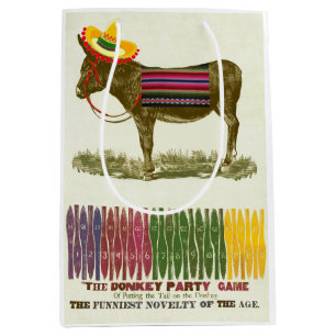 Vintage Pin the Tail on the Donkey Party Game Medium Gift Bag