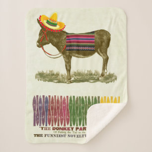 Vintage Pin the Tail on the Donkey Party Game Sherpa Blanket