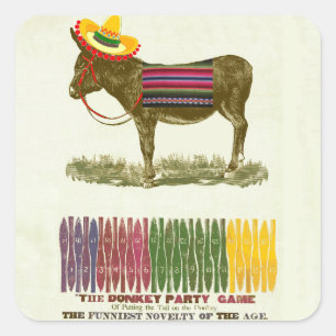Vintage Pin the Tail on the Donkey Party Game Square Sticker