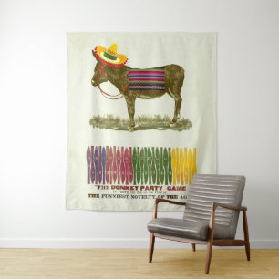 Vintage Pin the Tail on the Donkey Party Game Tapestry