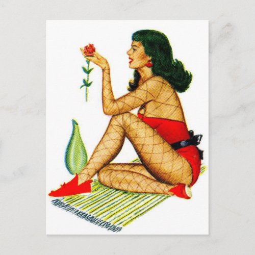 Vintage Pin_Up 1955 Calendar Girl Postcard