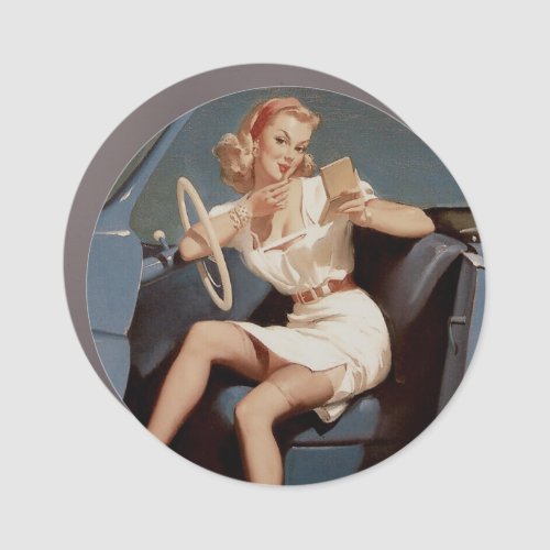 VINTAGE PIN UP ART CAR MAGNET 