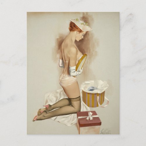 Vintage Pin up  Art  Postcard