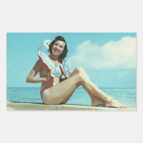  Vintage pin up bikini girl  Rectangular Sticker