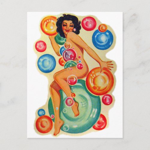 Vintage Pin_Up Bubble Dancer Postcard