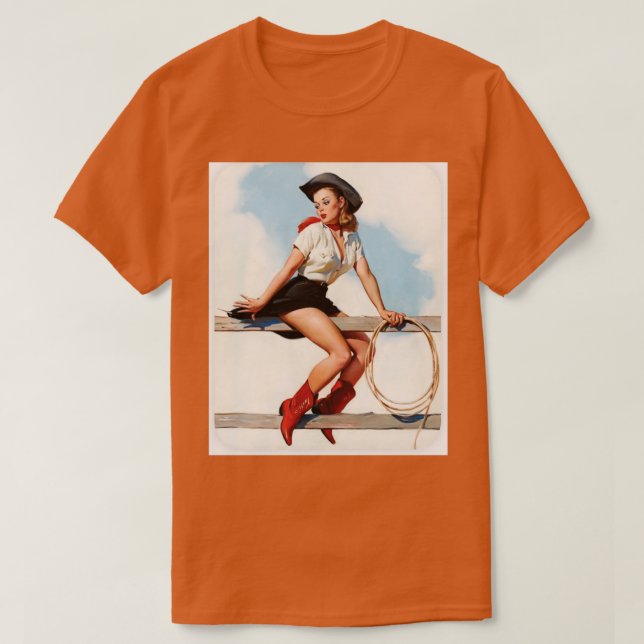 Vintage Pin Up Cowgirl T-Shirt (Design Front)