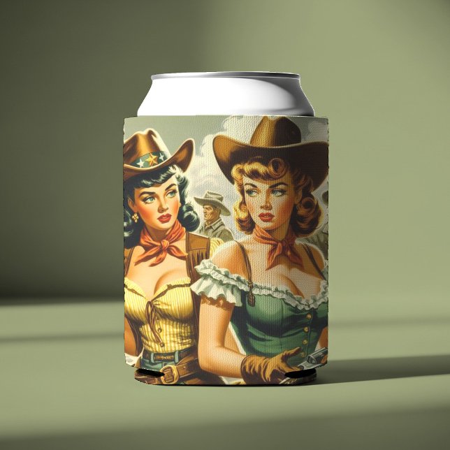 Vintage Pin-up Cowgirls Can Cooler (Creator Uploaded)