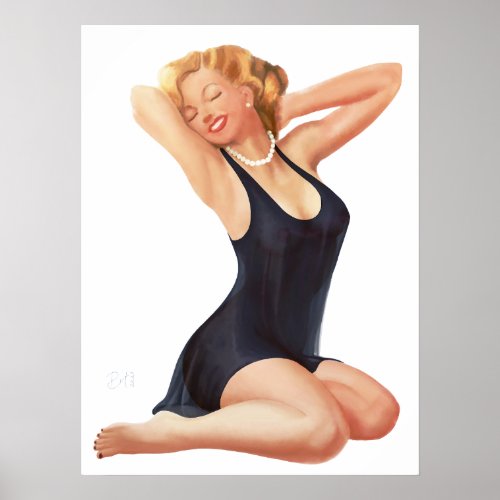 Vintage Pin up girl _ 1950 poster Poster
