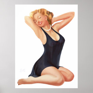 Vintage pin up girl - 1950s poster