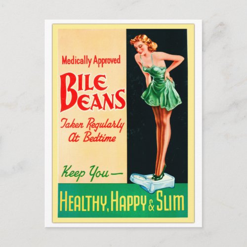 Vintage Pin Up Girl Advertisement for Bile Beans Postcard