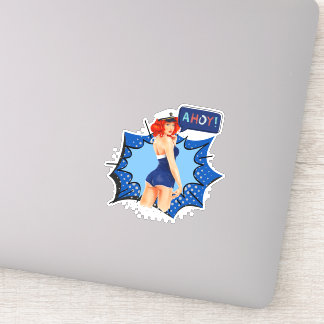 Vintage Pin Up Girl, Ahoy Sailor Sticker