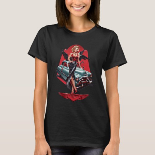 Vintage Pin_up girl and car designer T_Shirt