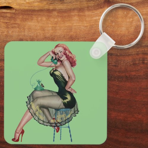 Vintage Pin Up Girl Art _ Keychain