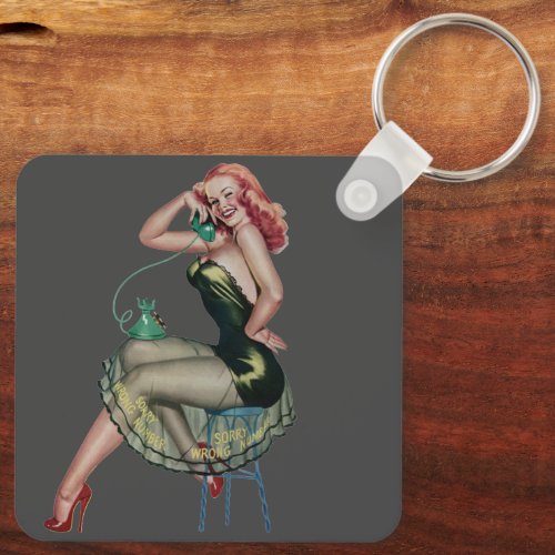 Vintage Pin Up Girl Art _ Keychain