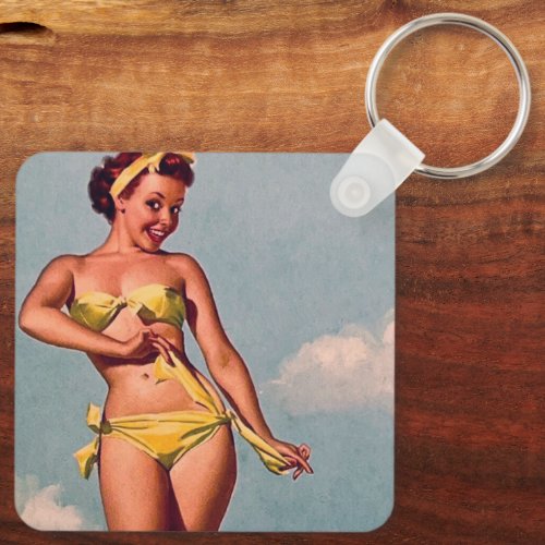 Vintage Pin Up Girl Art _ Keychain