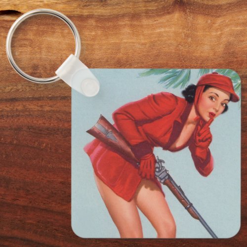  Vintage pin up girl art   Keychain