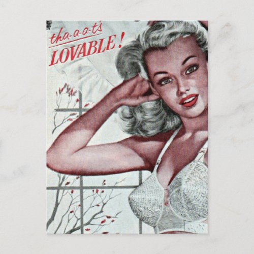 Vintage pin up girl art kitch postcard