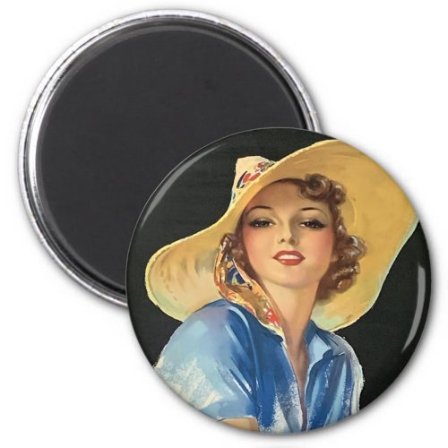 Vintage Pin Up Girl Art Magnet 
