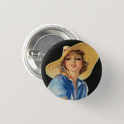 Vintage Pin Up Girl Art Pinback Button