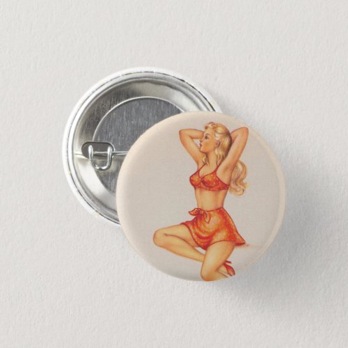 Vintage Pin Up Girl Art Pinback Button