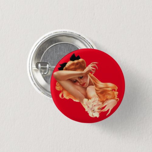 Vintage Pin Up Girl Art Pinback Button