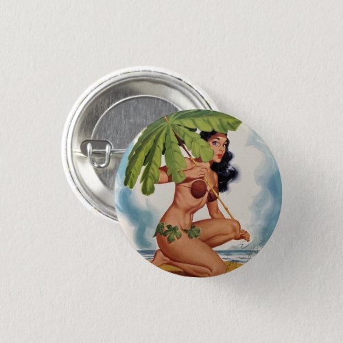 Vintage Pin Up Girl Art Pinback Button