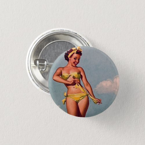 Vintage Pin Up Girl Art Pinback Button