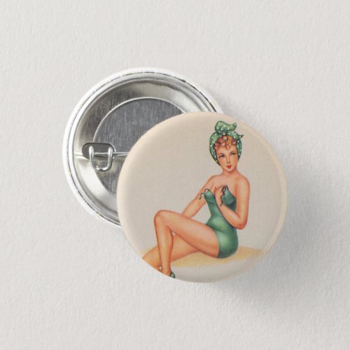 Vintage Pin Up Girl Art Pinback Button