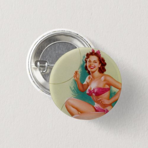 Vintage Pin Up Girl Art Pinback Button