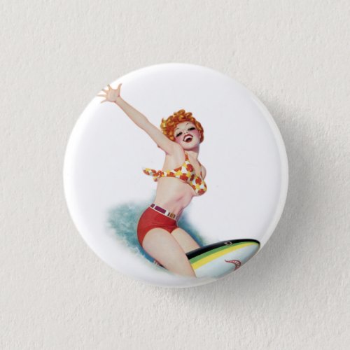 Vintage Pin Up Girl Art Pinback Button