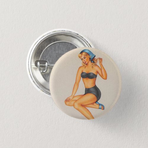 Vintage Pin Up Girl Art Pinback Button