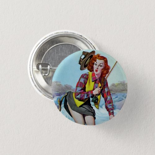 Vintage Pin Up Girl Art Pinback Button