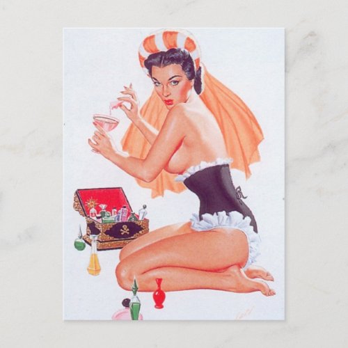 Vintage pin up girl art  postcard