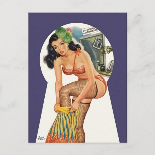 Vintage pin up girl art  postcard