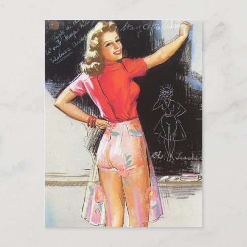 Vintage pin up girl  art postcard