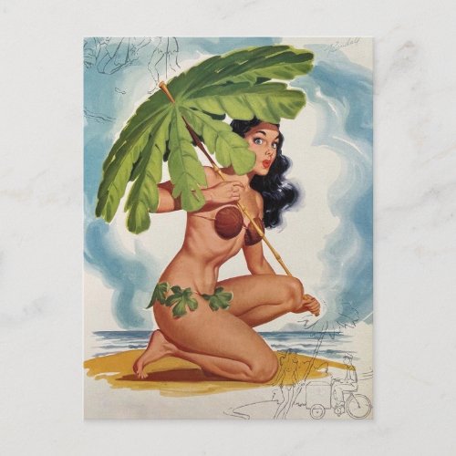 Vintage pin up girl art   postcard