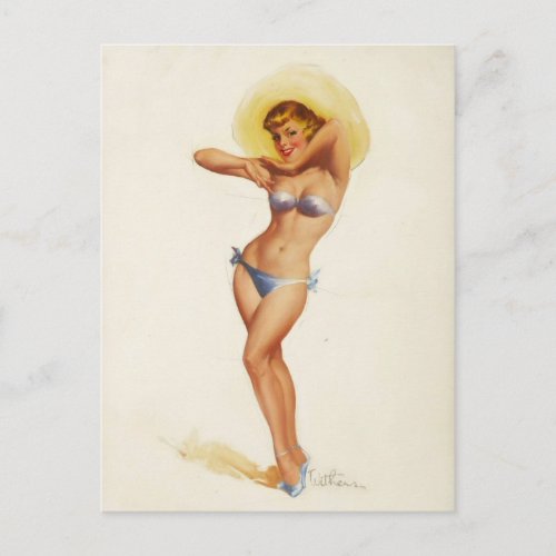 Vintage pin up girl art  postcard