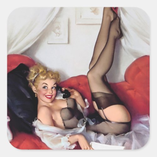 Vintage pin up girl art Sticker Sheet