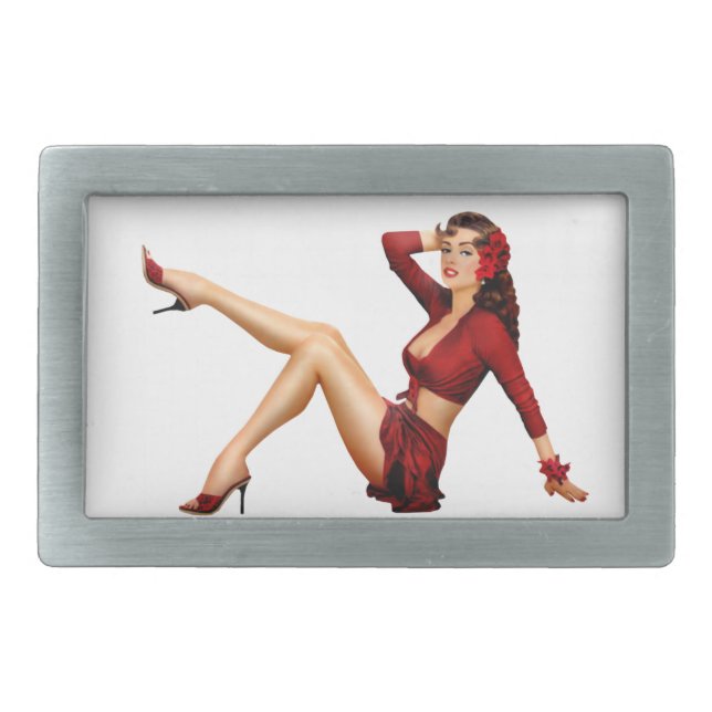 Vintage Pin-Up Girl Belt Buckle (Front)