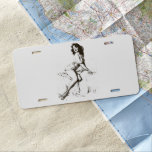 Vintage Pin Up Girl Black And White License Plate at Zazzle