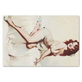 Vintage Pin-up Girl Brunette Woman Antique Pinup Tissue Paper by PNGDesign at Zazzle